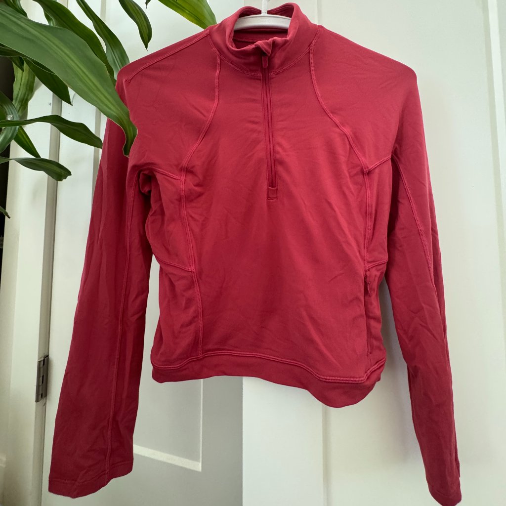 (Altered) Lululemon It’s Rulu Cropped Half Zip In Vintage Rose, Size 4